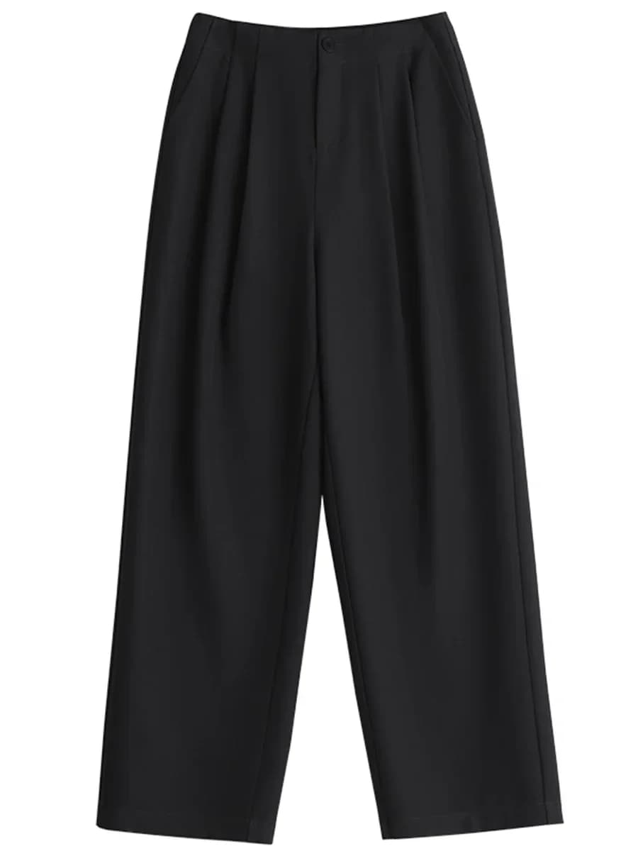 CHIC VEN femmes pantalons nouveau décontracté taille haute femme pantalon plissé tombant jambe large