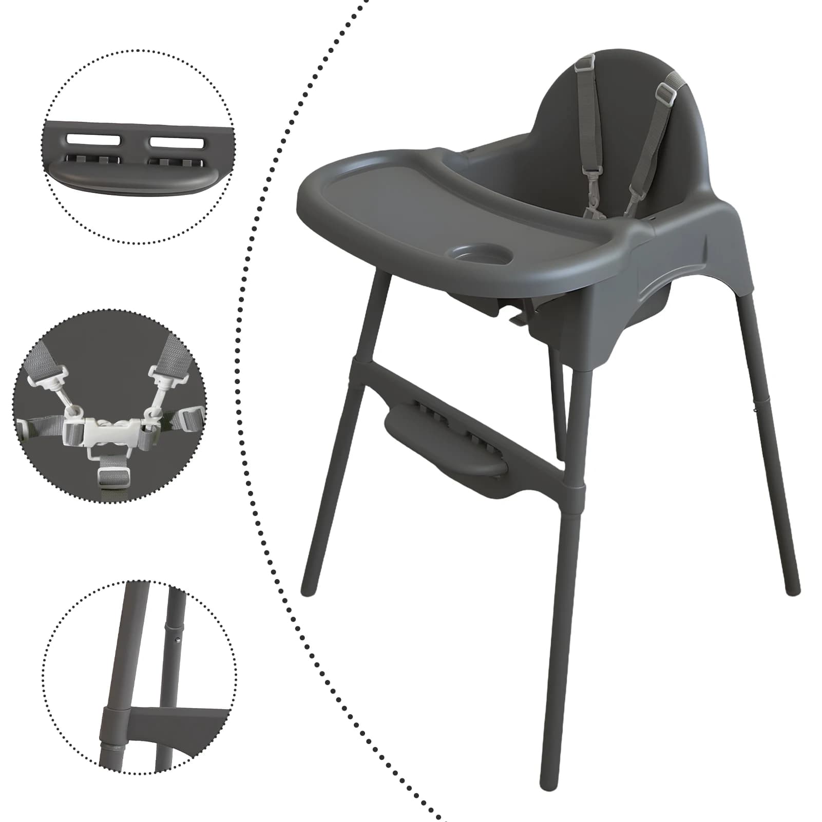 Chaise haute pour bébé Yalion (6-36 mois) avec plateau, hauteur réglable, design facile à nettoyer p