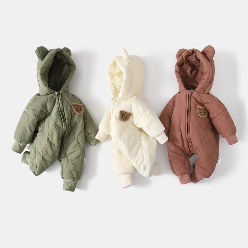    Vêtements d'extérieur d'hiver pour bébé, doublure en fourrure, barboteuse chaude pour enfant en 