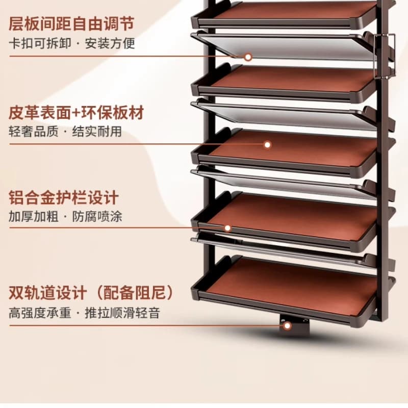 Armoire à chaussures réglable en hauteur intégrée, gain de place 360 °   Étagère à chaussures rotati
