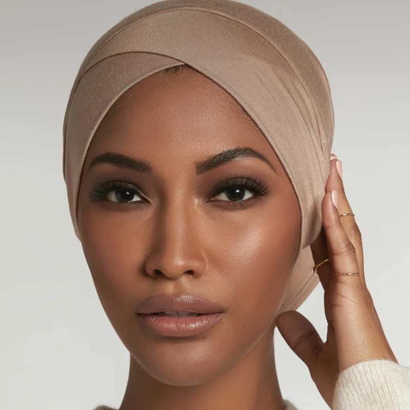 Jersey coton trou d'oreille sous-écharpe casquette front croix élastique musulman intérieur Hijab ca