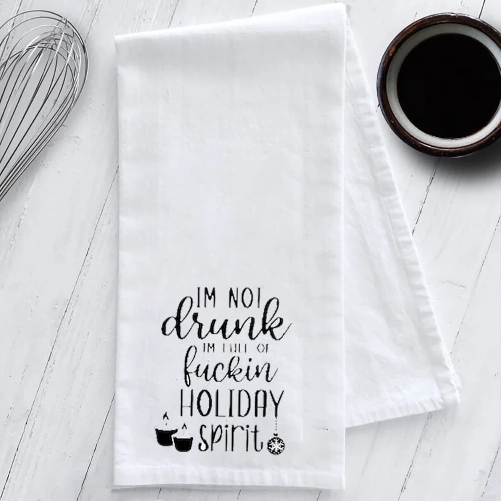Je ne suis pas ivre, je suis plein d'esprit de vacances, serviette de cuisine joyeux noël, Festival 