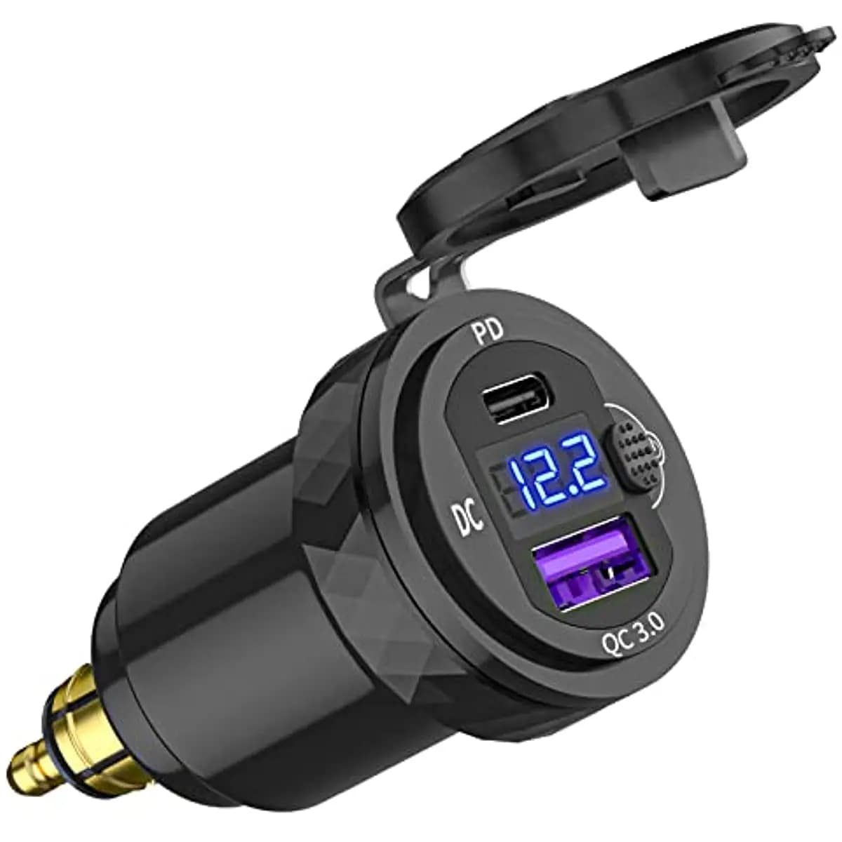 Prise DIN Hella vers USB C PD 3.0 QC 3.0, adaptateur d'alimentation pour chargeur USB, voltmètre ave