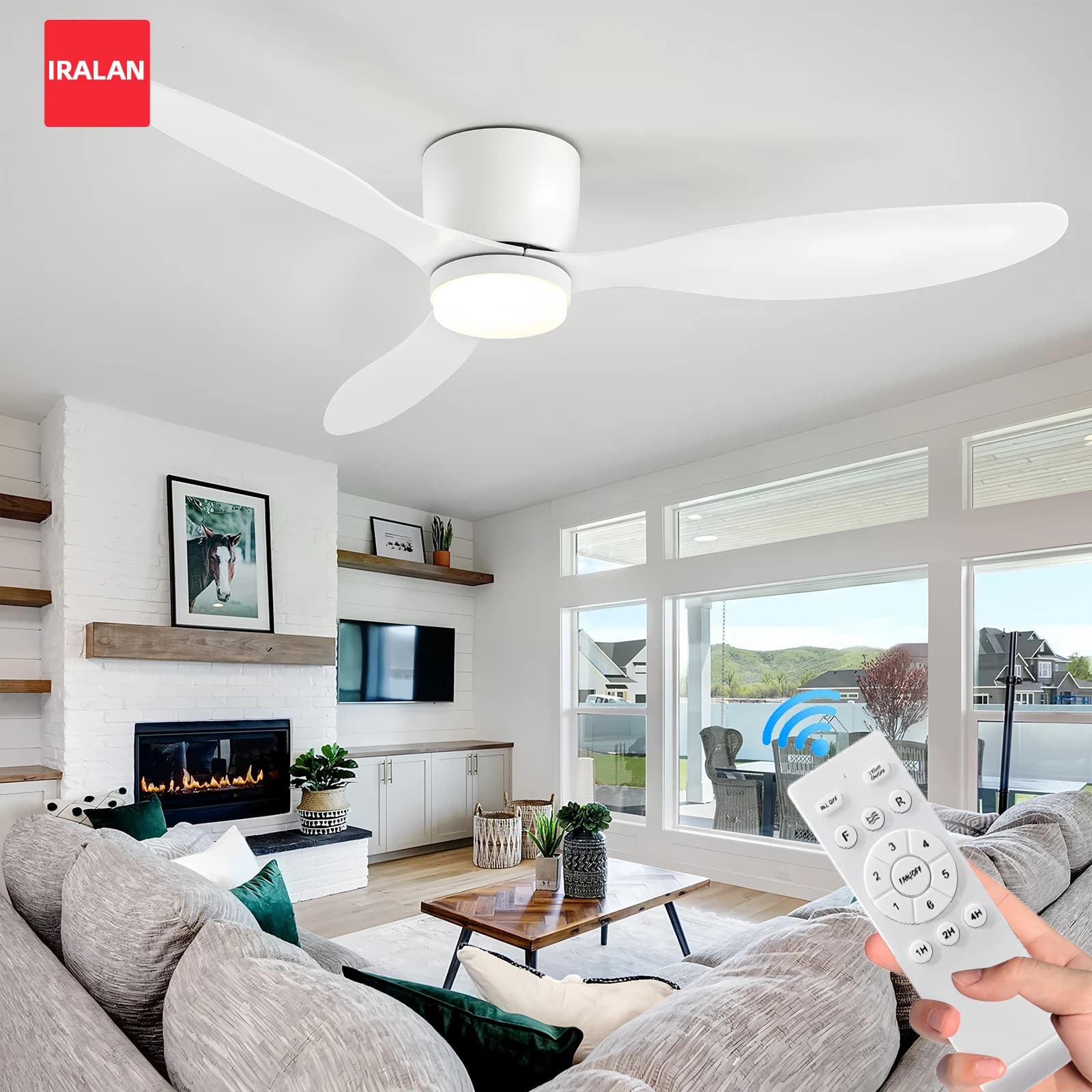 IRALAN ventilateur de plafond moderne avec lumière LED moteur à courant continu grand Volume d'air t