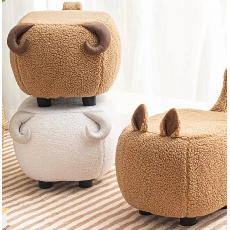 Tabouret à chaussures sur le thème lapin pour salon, pouf bas, mini chaise pour enfants, adorable si