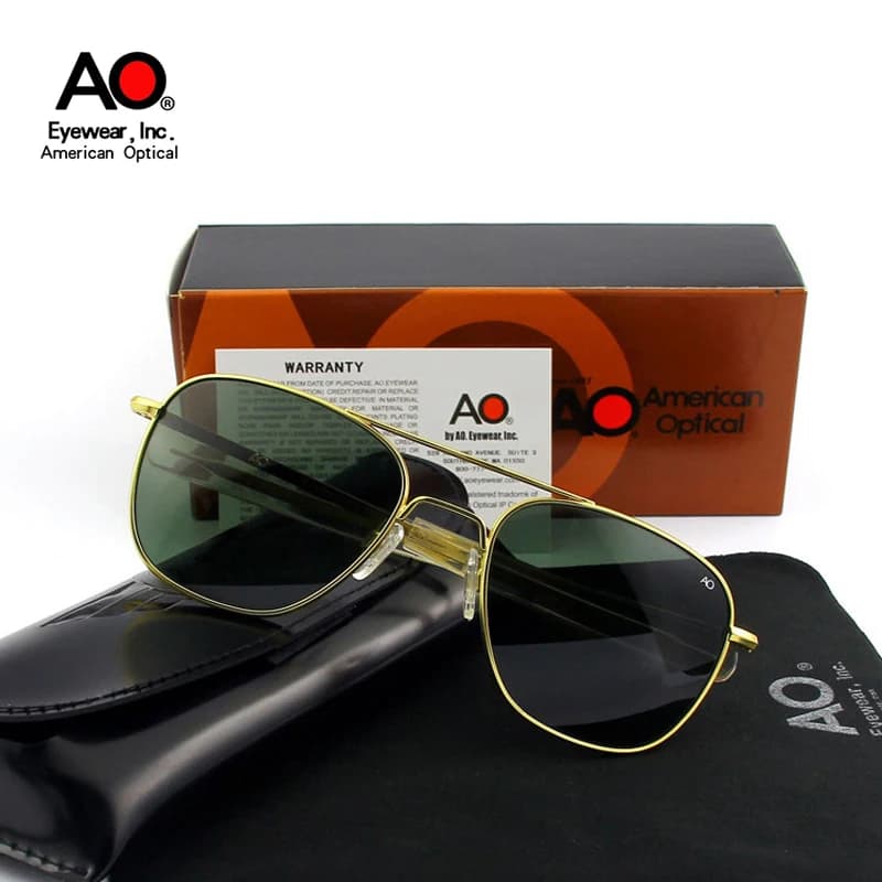 AO-Lunettes de soleil de marque de luxe pour hommes, lunettes de soleil pilote d'aviation militaire 