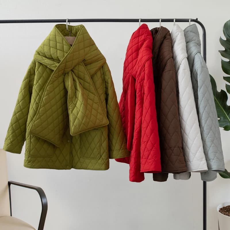 Veste écharpe pour femme, parka chaude, automne et hiver