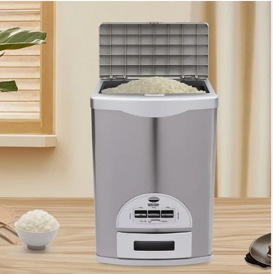 Distributeur existent de Riz en Acier Inoxydable, Conteneur de Stockage, 15kg/33lb