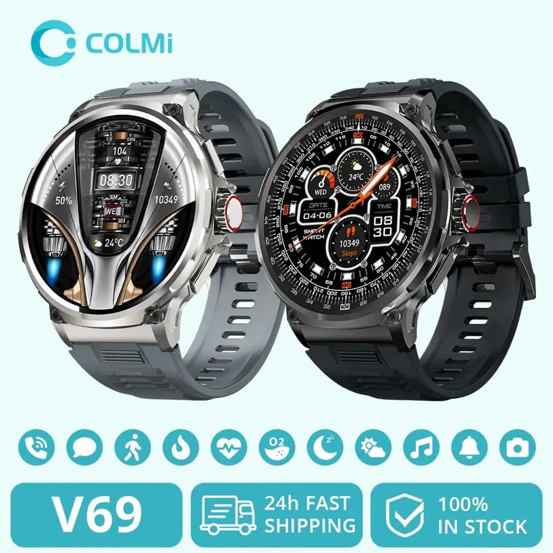 COLMI-Montre connectée V69 pour Xiaomi et Android, écran HD de 1.85 pouces, Bluetooth, appel, monite