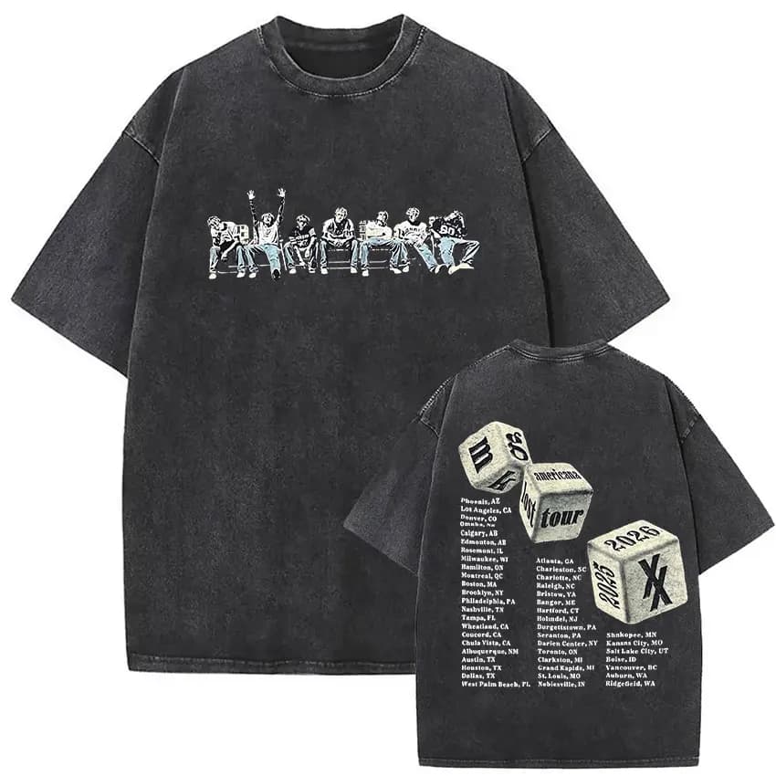 Rappeur MGK perdu Americana Tour 2025 T-shirts mitrailleuse Kelly Vintage lavé graphique T-shirt hom