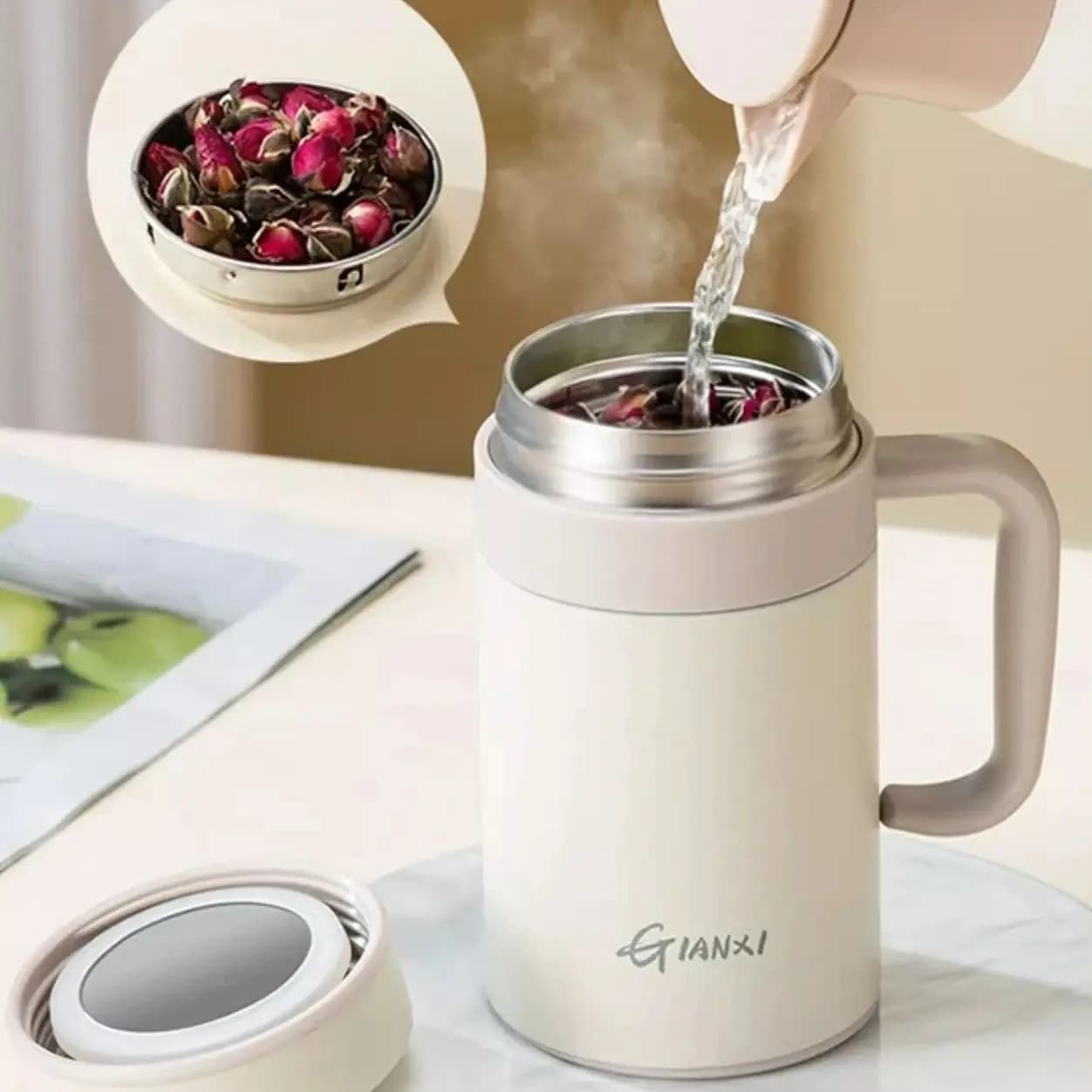 GIANXI femmes couleur Pure concis grand calibre Thermos tasse hiver grande capacité tasse d'eau thé 