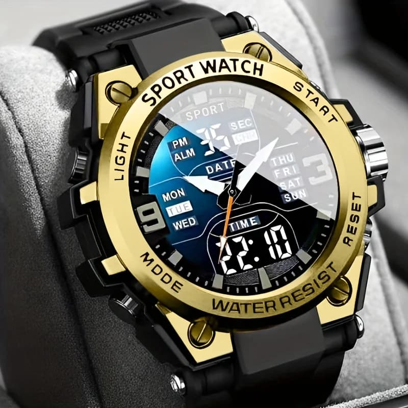 Montre à LED lumineuse à grand cadran, au design élégant, pour hommes, femmes et adolescents, avec d