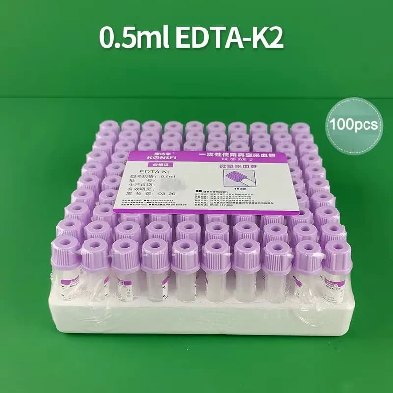 Tube de prélèvement de micro-sang stérile EDTA K2 K3, tubes de 0.5ml et 1ml, tubes de test jetables 