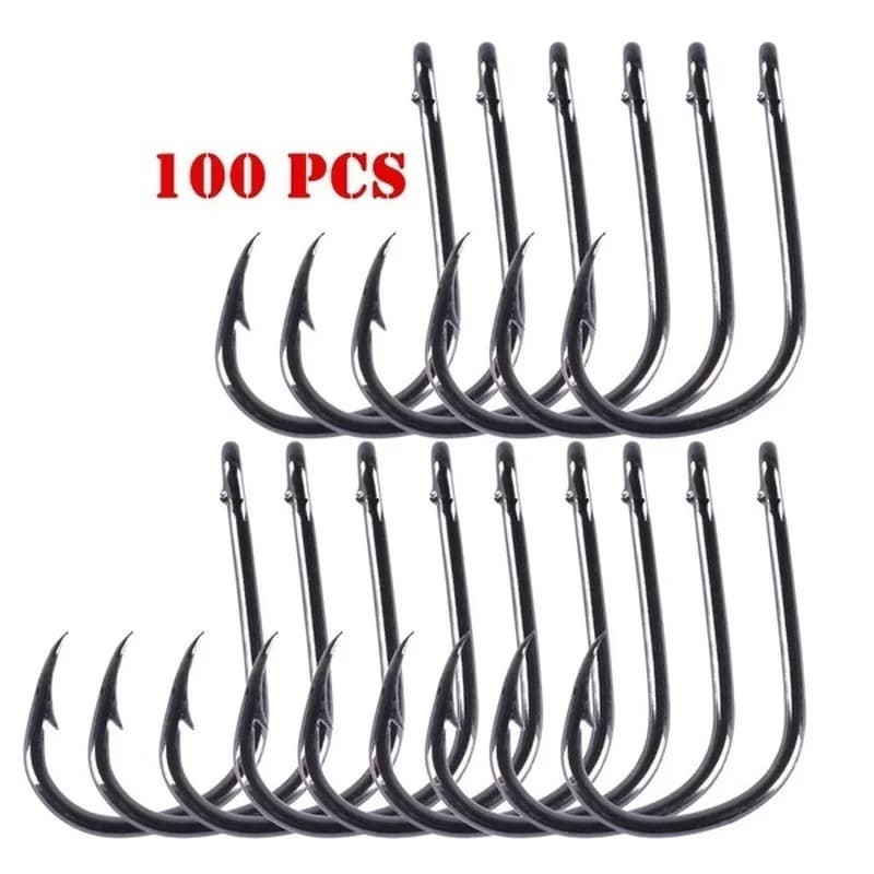 100 pièces/boîte # 3 ~ 12 hameçons de pêche en acier à haute teneur en carbone avec trou hameçons de
