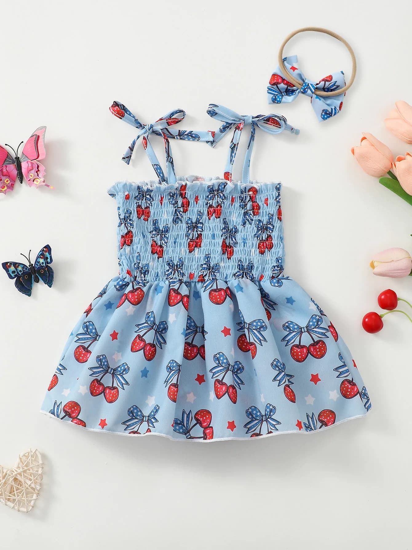 Barboteuse d'été pour bébé fille, imprimé cerise, vêtements pour nourrissons, tissu doux et conforta