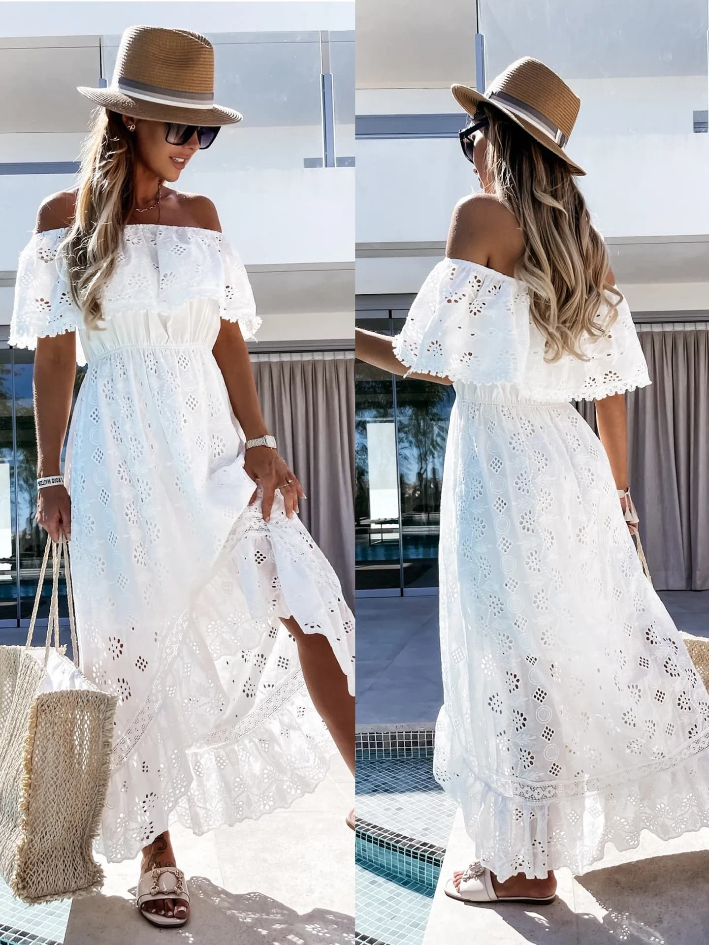 Robe d'été blanche pour femmes, tendance, décontractée, vêtements de plage, Cover-up, tenues, style 