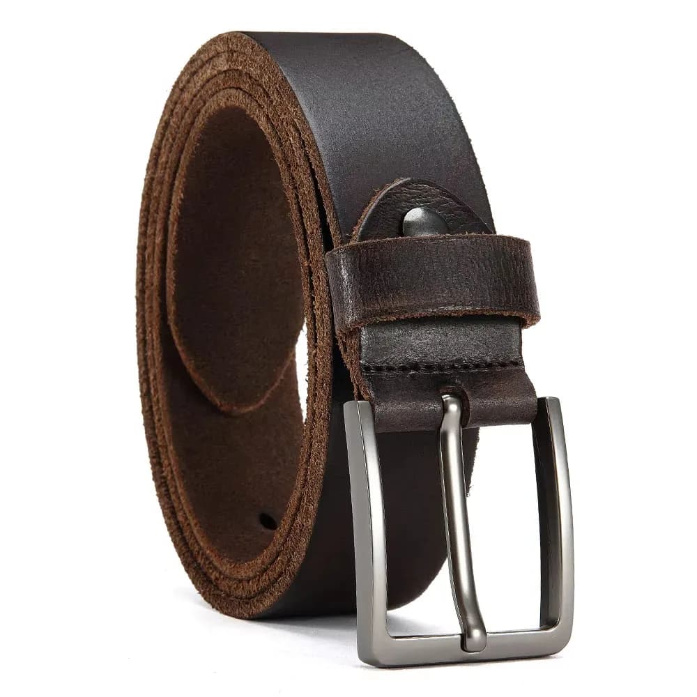 Boucle à aiguille en métal Antique de haute qualité, couche supérieure en cuir de vache, ceinture dé