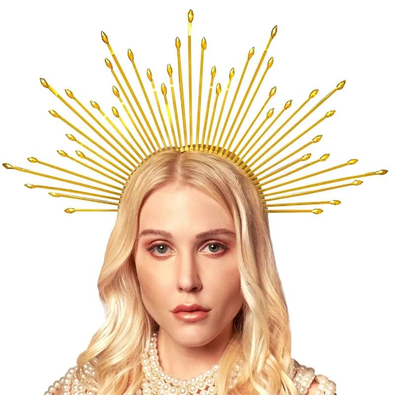 Couronne de déesse Mary Halo, bande de sauna dorée, pièce de sauna étoile, costume d'Halloween, acce