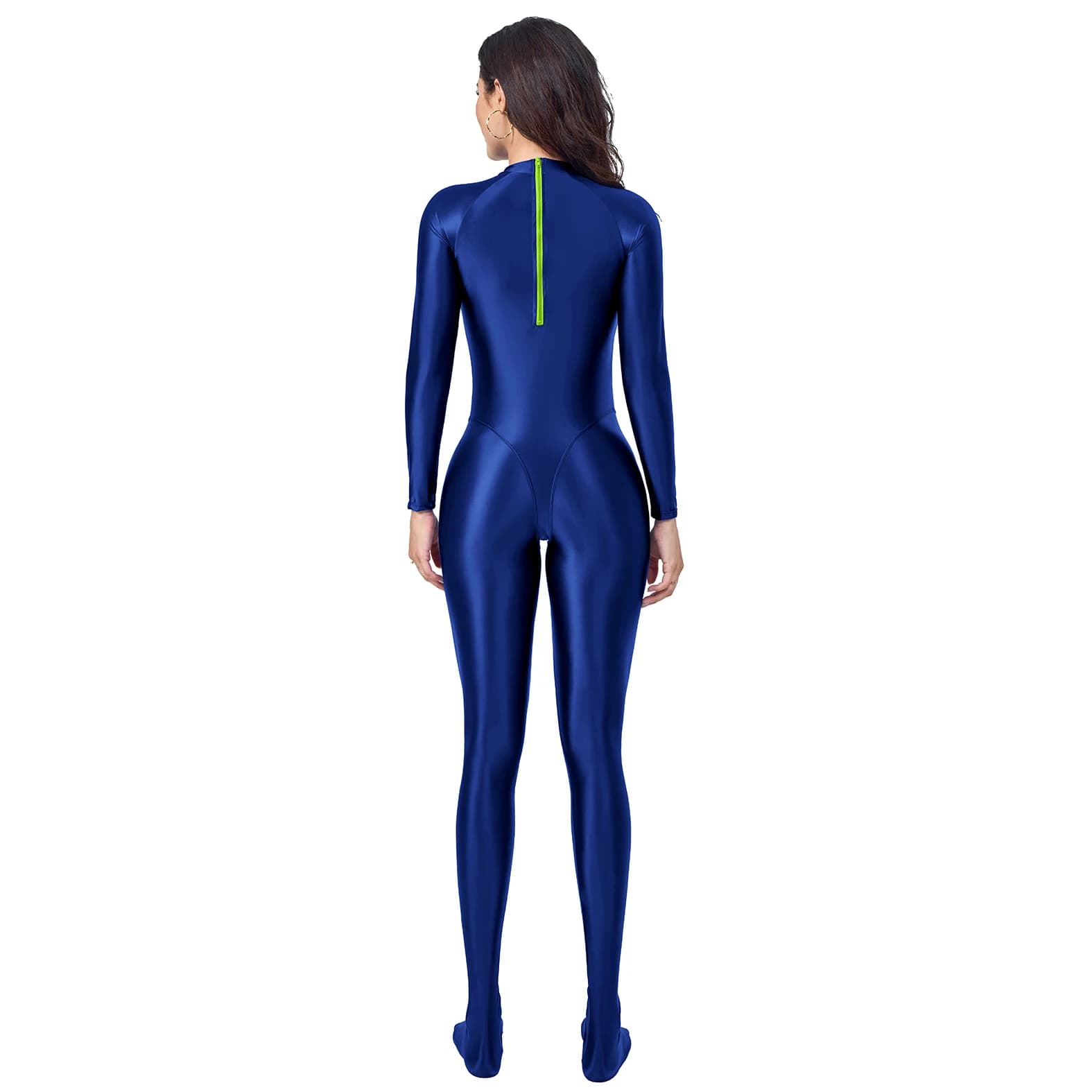 AMORESY – combishort Catsuit Wetlook pour femmes, justaucorps brillant avec fermeture éclair, combin