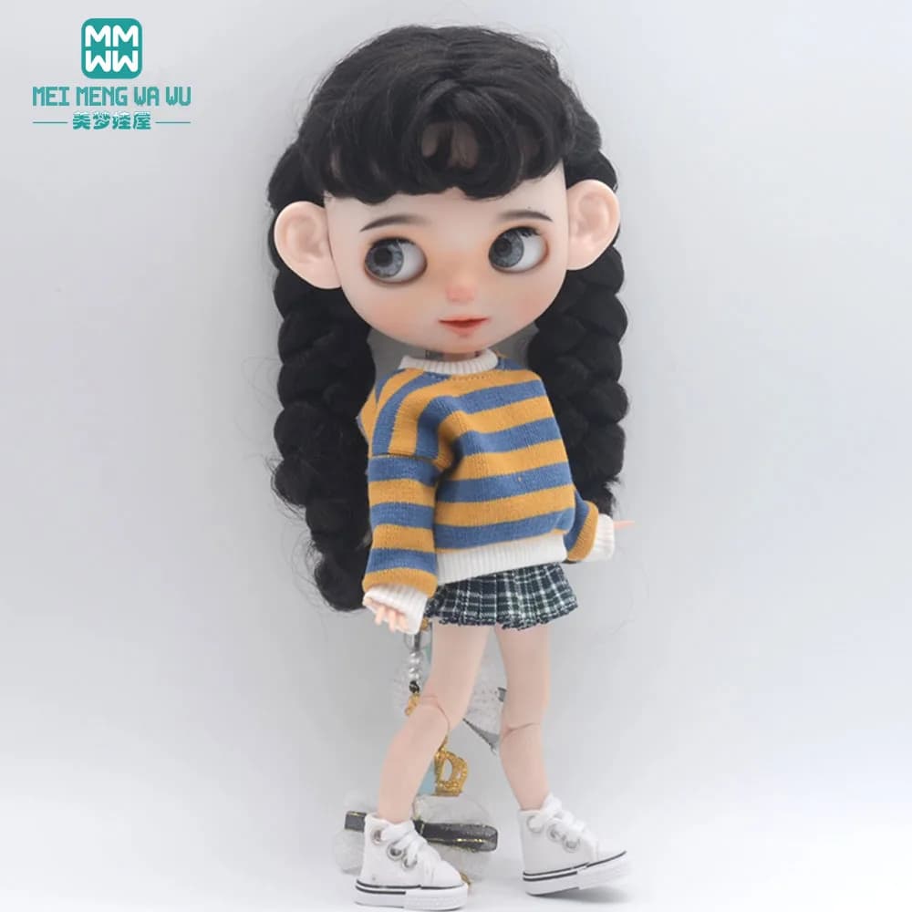 Vêtements pour poupée, ensemble pull trois pièces à la mode, adapté aux accessoires de poupée Blyth 