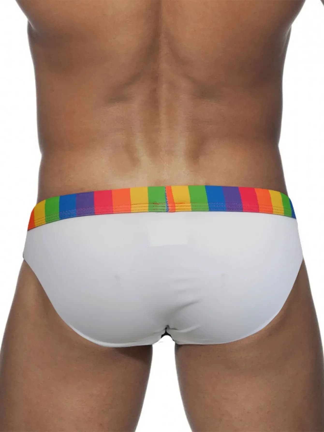 Maillot de bain à rayures arc-en-ciel pour homme, slip de bain sexy, poudres de contour, bikini, sho