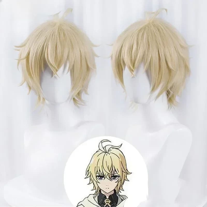 Mikaela Hyakuya Cosplay perruque hommes courte perruque Blonde claire Cosplay Anime Cosplay perruque