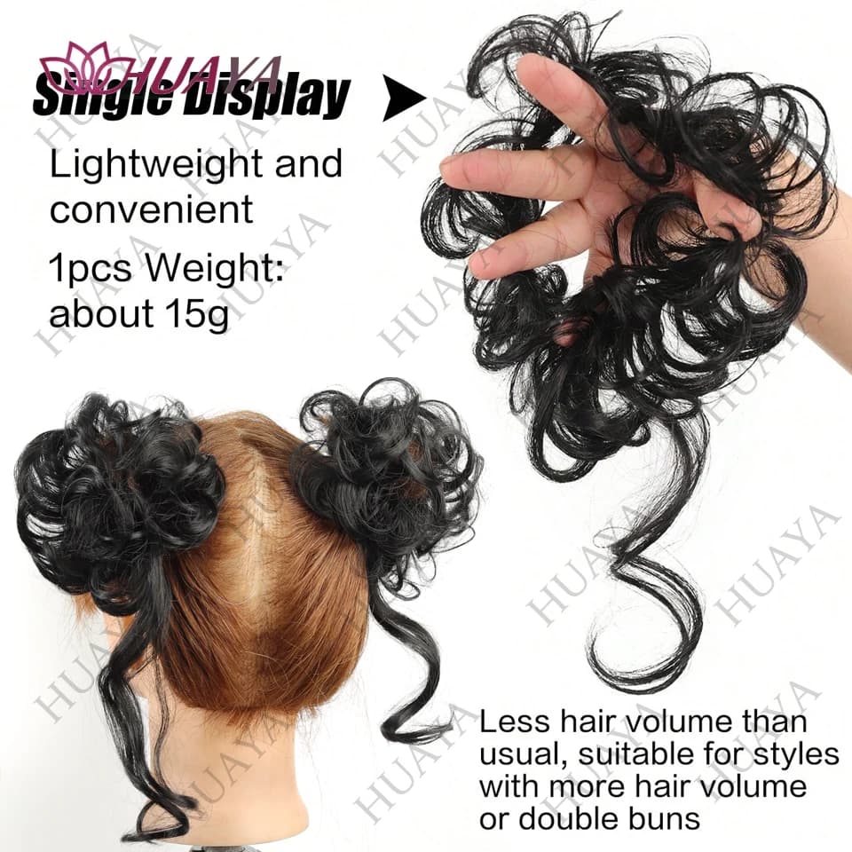 2 pièces synthétique désordre Updo cheveux Chignon Chignon chouchous faux cheveux bande tresse élast