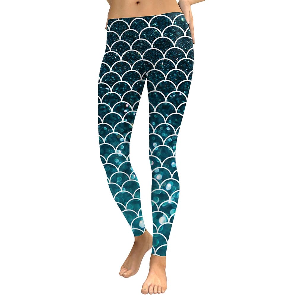Leggings sirène colorés VIP FASHION pour femmes, taille haute, effet écailles de poisson, pantalon m