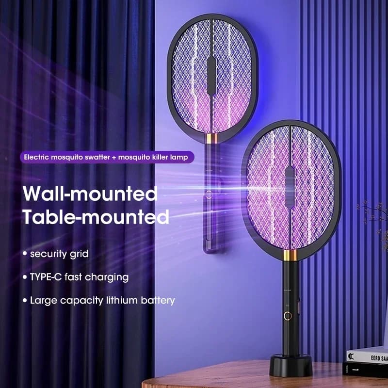 Lampe électrique anti-moustiques 3000V, lumière UV intelligente, Rechargeable, tapette à mouches, po