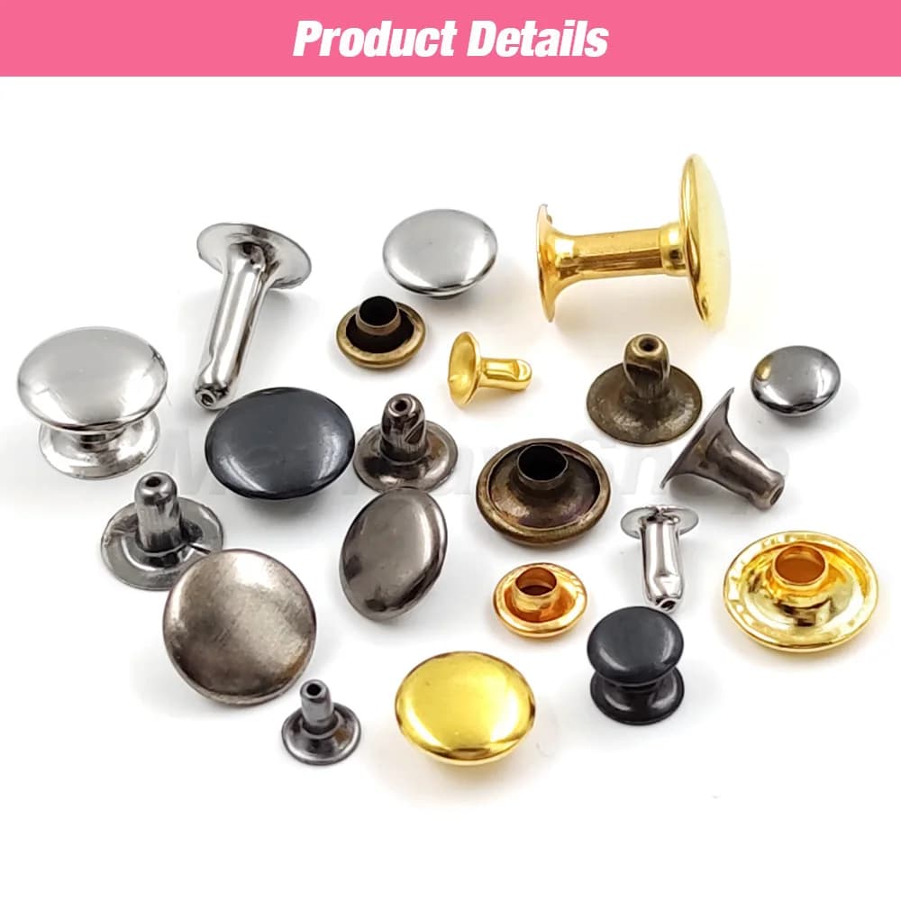 100 ensembles de Rivets à capuchon unique en métal de 5mm à 15mm, goujons ronds pour bricolage, sac 