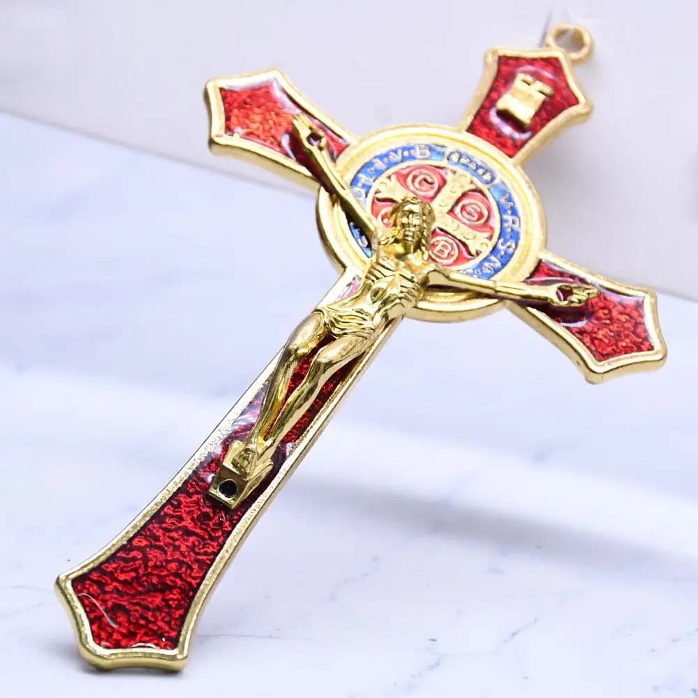 Pendentif Saint Benoît doré, croix de Jésus Christ, religion, prière, fournitures de décoration, 12x