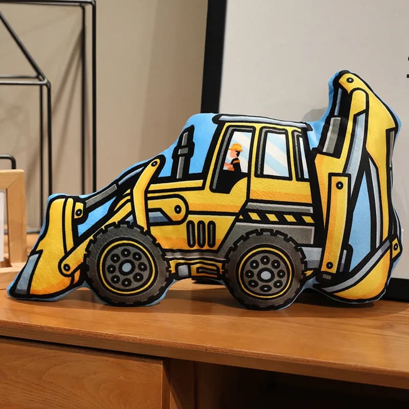 Jouets en peluche de Construction amusants, Bulldozer de dessin animé, pelle, camion, poupée en pelu