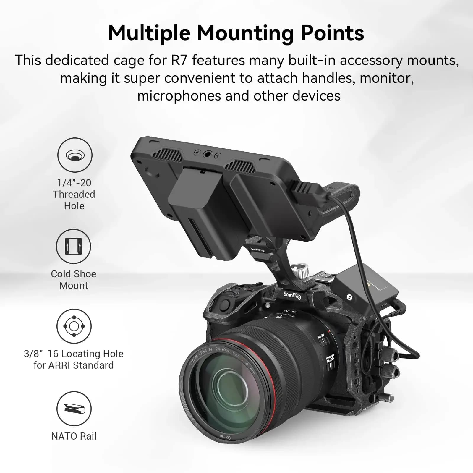 SmallRig – Cage de caméra pour Canon EOS R7 R10, avec support de plaque à dégagement rapide arca-swi