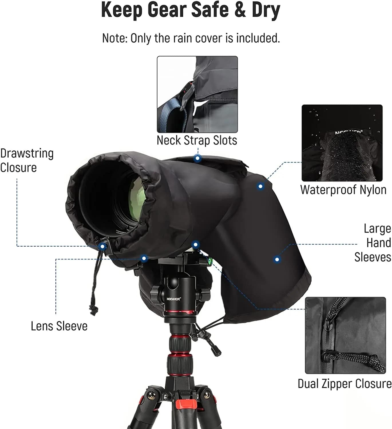 NEEpacks-Juste de Pluie pour Appareil Photo, Imperméable en Nylon Durable de Petite Taille pour Sony