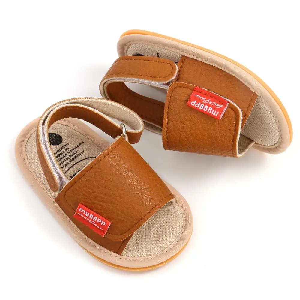 Sandales classiques en cuir pour bébés garçons et filles, antidérapantes, avec nœud de couleur unie,