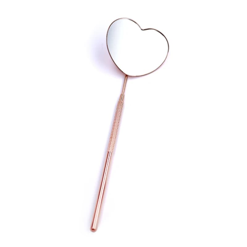 Miroir de contrôle d'extensions de cils en forme de cœur, miroir multifonction en acier inoxydable, 