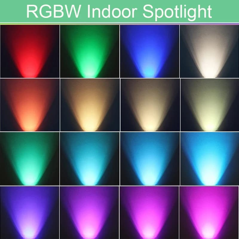 Projecteur LED d'intérieur 10W RGBW avec télécommande, changement de couleur, gradation, éclairage d
