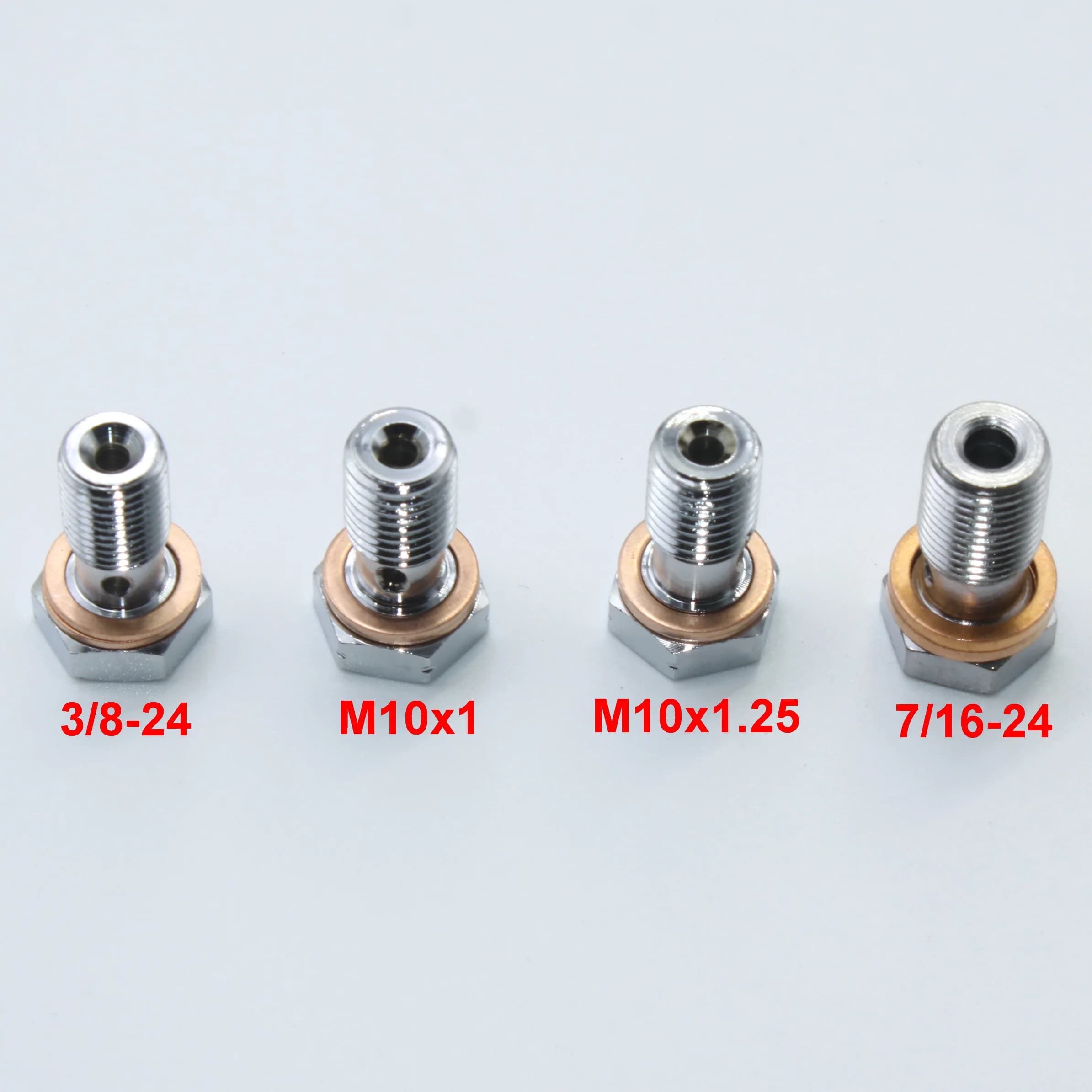 Boulon Banjo simple chromé M10x1, M10x1,25, 3/8-24, 7/16-24
