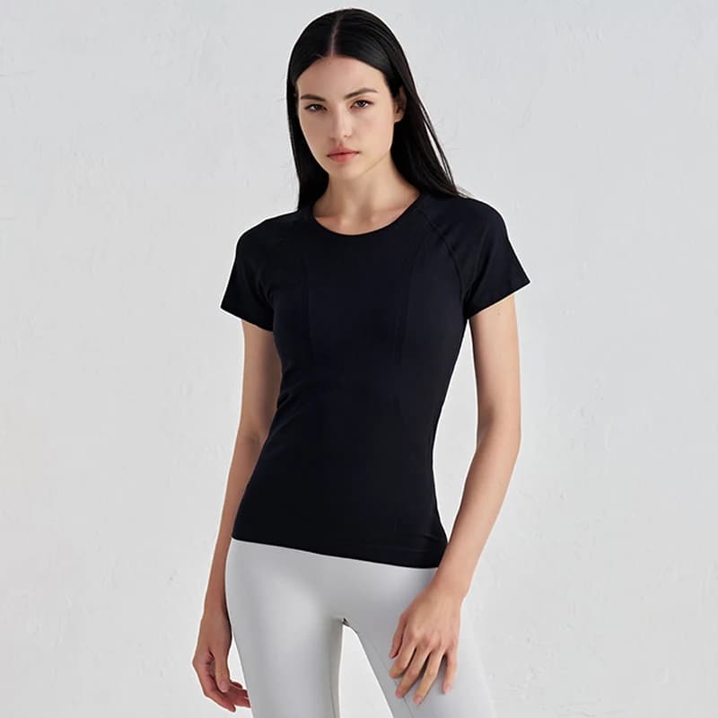 SOISOU femmes haut sans couture sec rapide respirant gymnase Yoga à manches courtes t-shirts Fitness