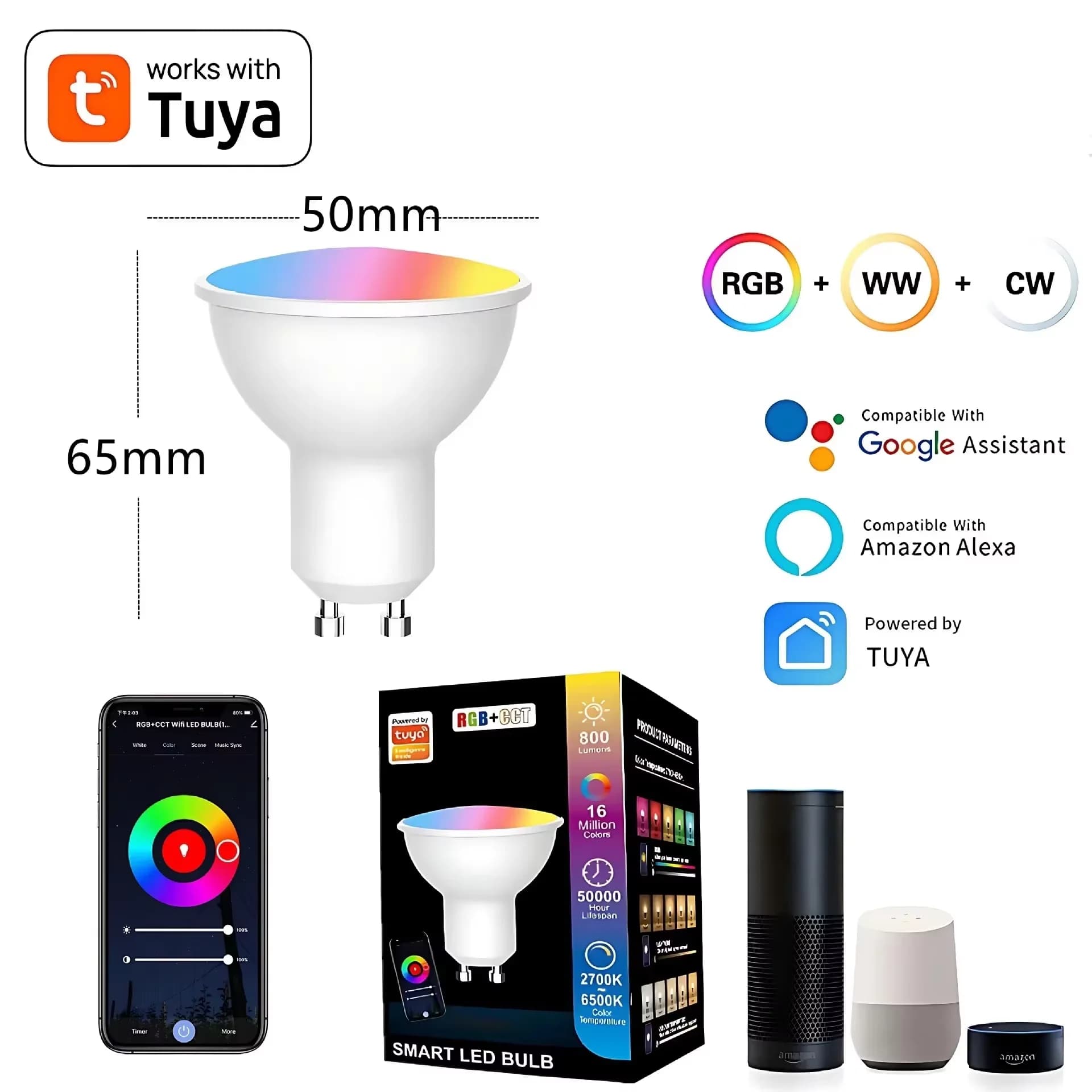 Tuya WiFi GU10 ampoule LED intelligente Bluetooth GU10 lampes à intensité variable vie intelligente 