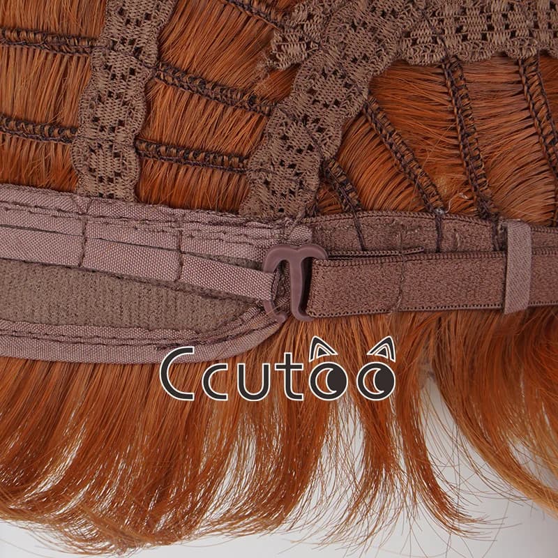 Anime culotte et bas avec porte-jarretelles Burifu Cosplay perruque 30 cm court Orange cheveux boucl