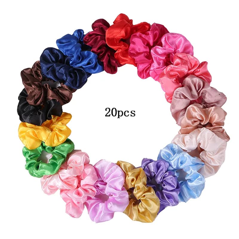 Chouchous en Satin pour filles, 25/10/6 pièces, bandeau élastique pour queue de cheval, attaches en 
