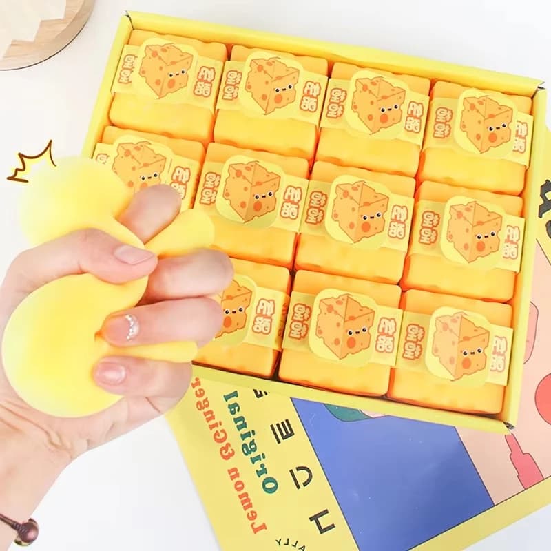 Jouet sensoriel anti-stress en forme de fromage, en caoutchouc souple rebondissant, pour soulager l'