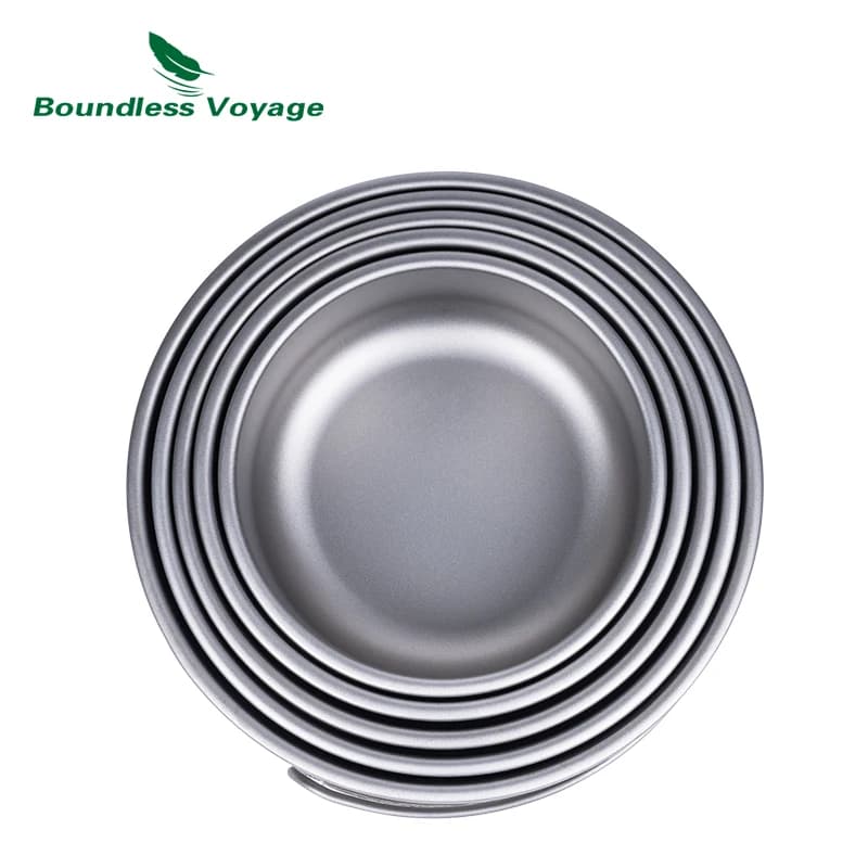 Casseroles en titane Voyage sans limite, bols, vaisselle avec poignée pliante, Camping de plein air,