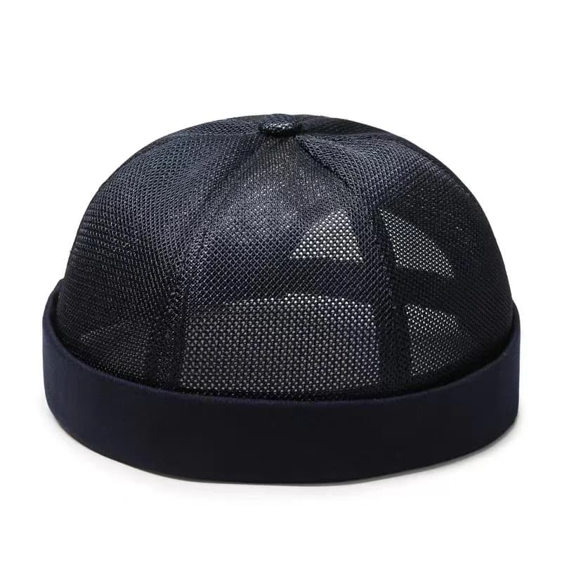 Casquette d'été unisexe en maille sans bords, casquette de marin Hip Hop avec manchette roulée, bonn