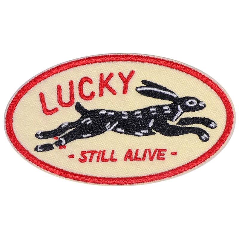 Patch brodé porte-bonheur toujours vivant, 1 pièce, Badge de dessin animé lapin en cours d'exécution