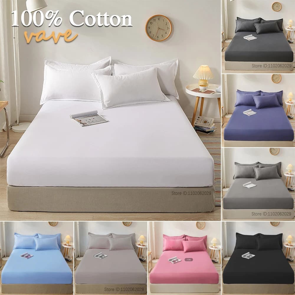 Drap-housse en coton 160x200 90x200cm, couleur unie, avec bande élastique, housse de matelas réglabl