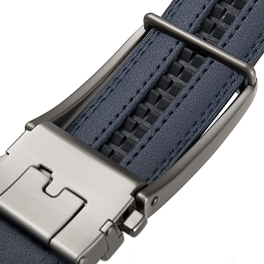 Ceinture en cuir véritable pour homme, largeur 3.5cm, automatique, bleu, mode formelle, business, en