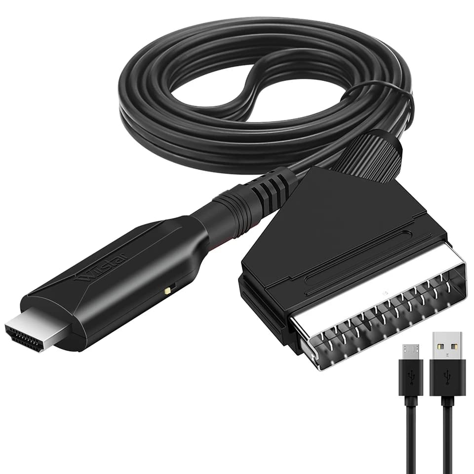 Convertisseur Audio-vidéo compatible Scart vers HDMI, adaptateur pour HDTV/DVD/décodeur/PS3/PAL/NTSC