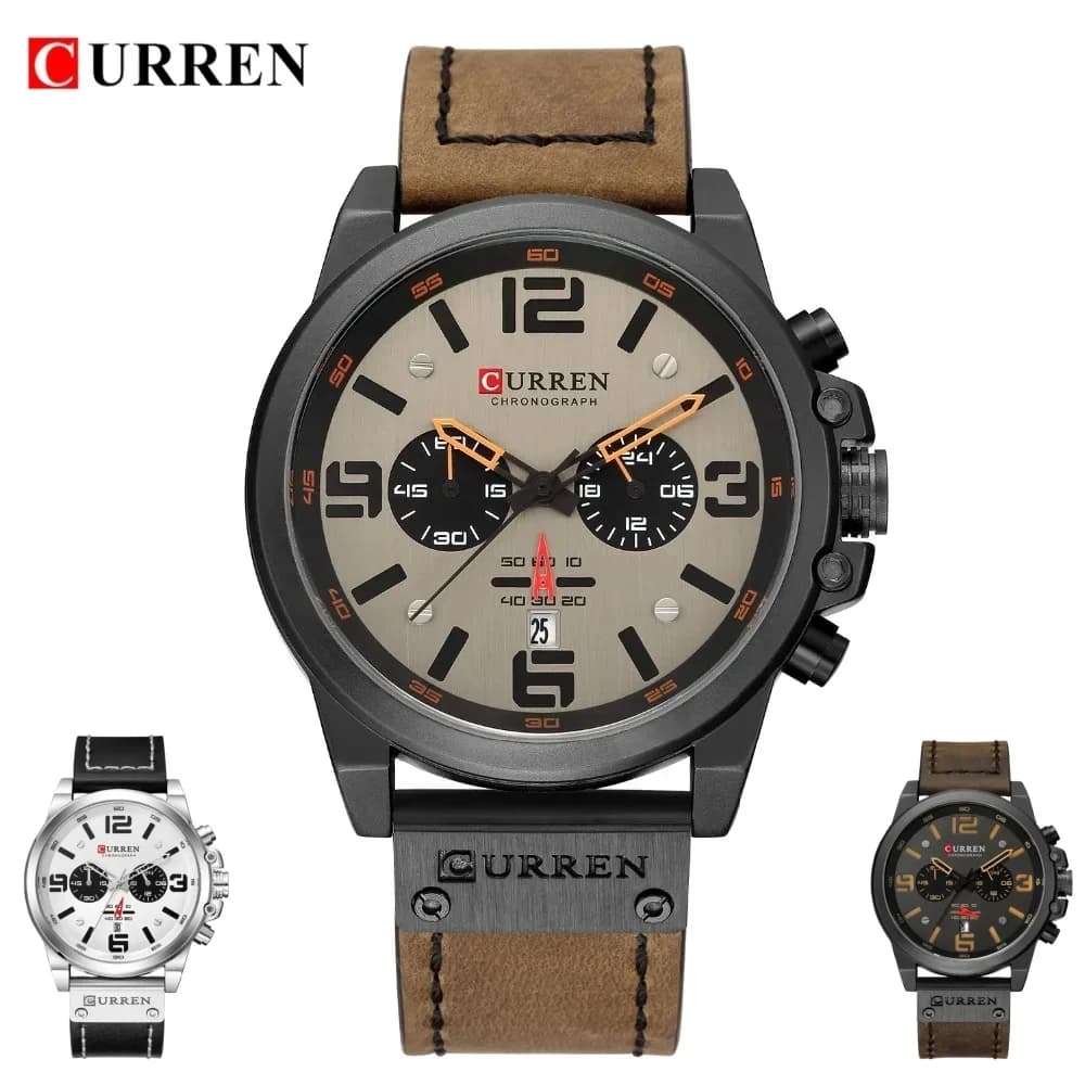 Montre-bracelet à quartz pour homme CURREN 8314, bracelet en cuir, étanche, calendrier, décontractée